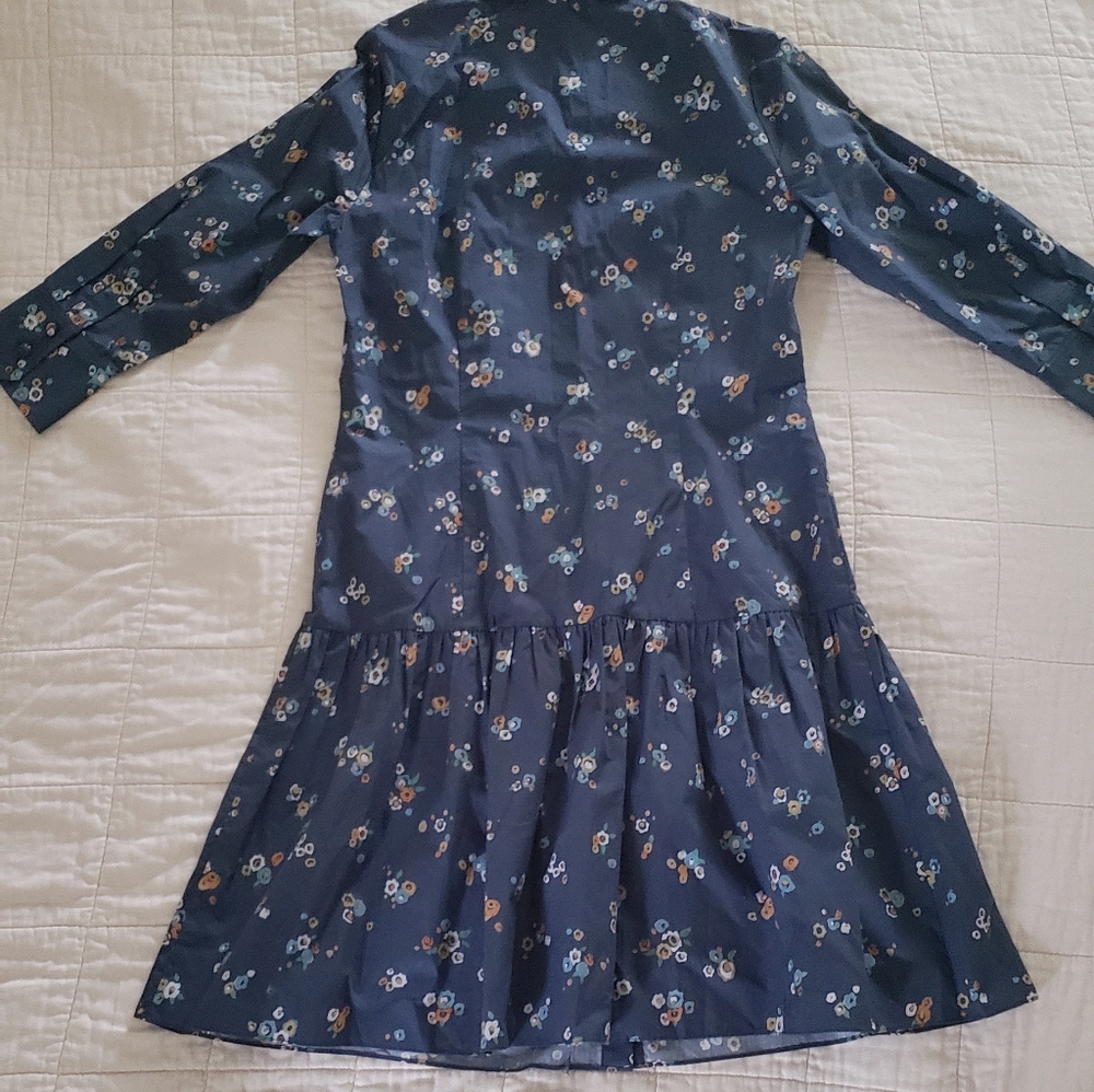 Charlotte Brody Cotton Dress Navy Button Front Dress Medium Made in USA - Picture 2 of 12